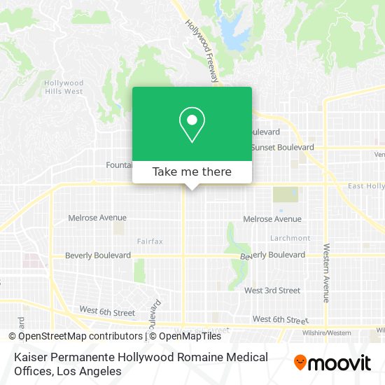 Mapa de Kaiser Permanente Hollywood Romaine Medical Offices