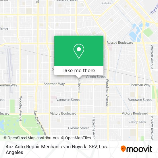 4az Auto Repair Mechanic van Nuys la SFV map