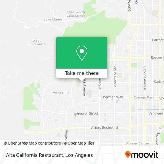 Mapa de Alta California Restaurant