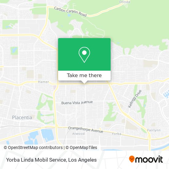 Yorba Linda Mobil Service map