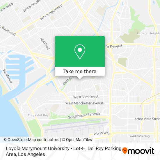 Mapa de Loyola Marymount University - Lot-H, Del Rey Parking Area