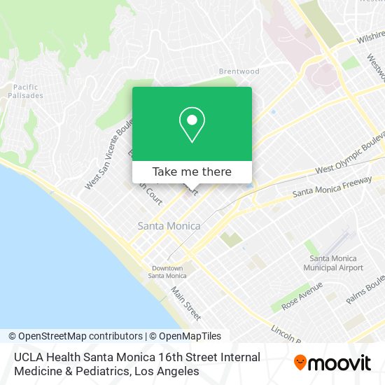 Mapa de UCLA Health Santa Monica 16th Street Internal Medicine & Pediatrics