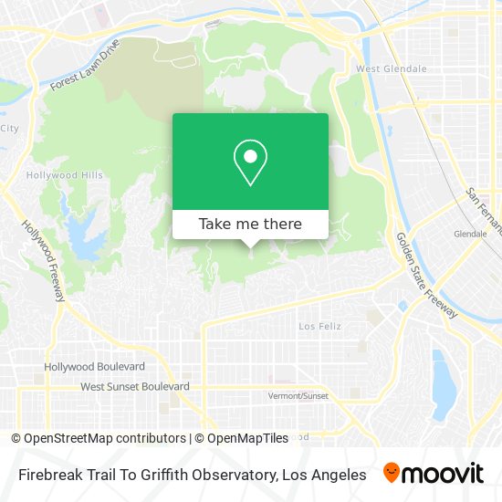 Firebreak Trail To Griffith Observatory map