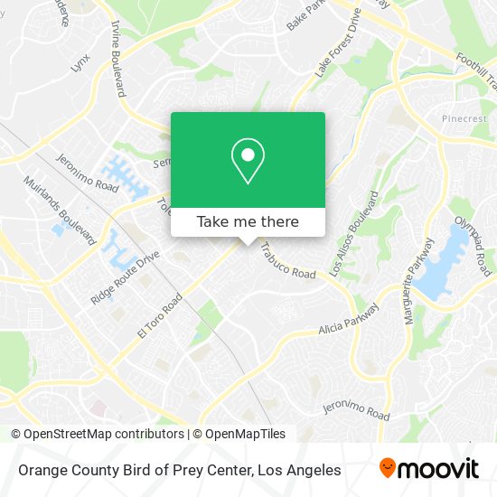 Mapa de Orange County Bird of Prey Center