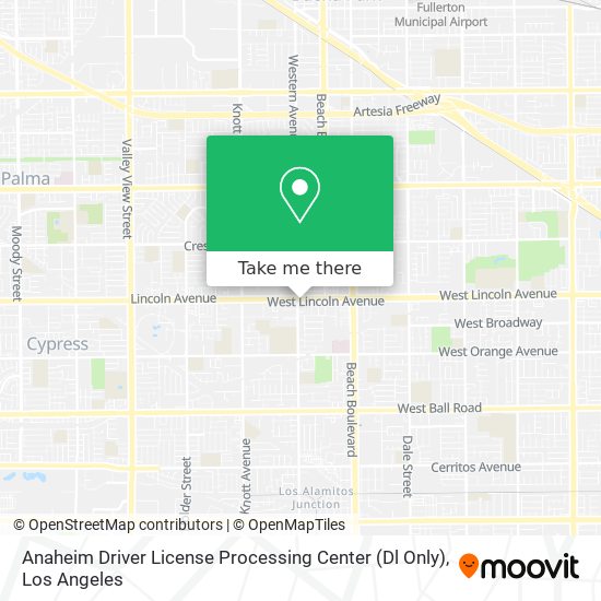 Mapa de Anaheim Driver License Processing Center (Dl Only)