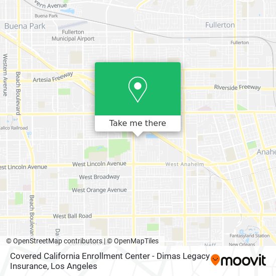 Mapa de Covered California Enrollment Center - Dimas Legacy Insurance