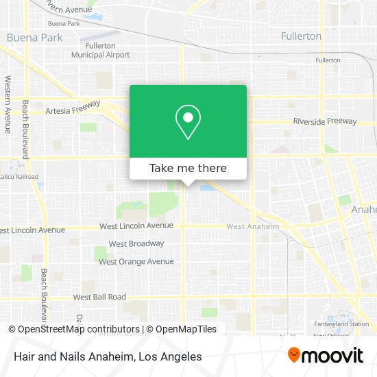 Hair and Nails Anaheim map