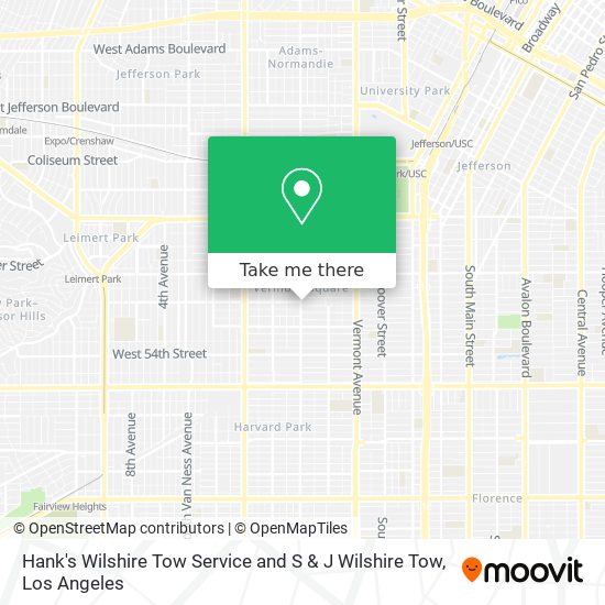 Hank's Wilshire Tow Service and S & J Wilshire Tow map