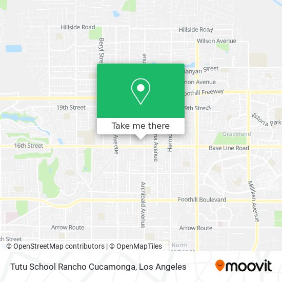 Mapa de Tutu School Rancho Cucamonga