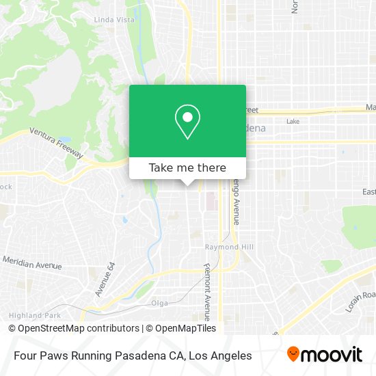 Mapa de Four Paws Running Pasadena CA