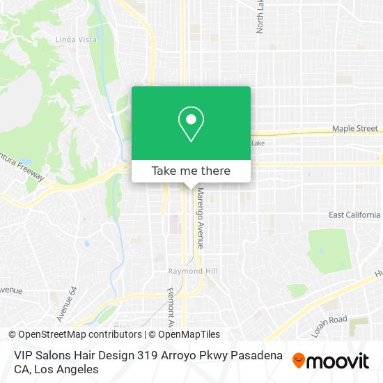 Mapa de VIP Salons Hair Design 319 Arroyo Pkwy Pasadena CA