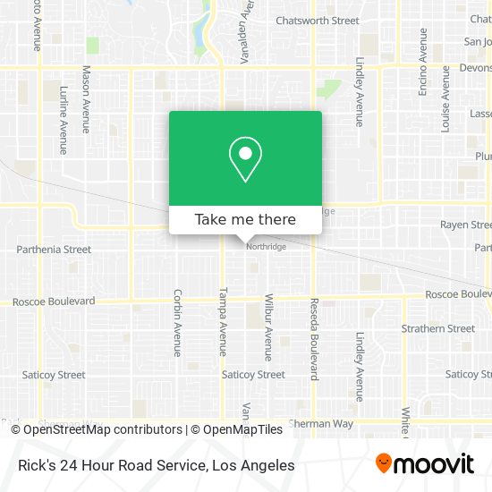 Rick's 24 Hour Road Service map