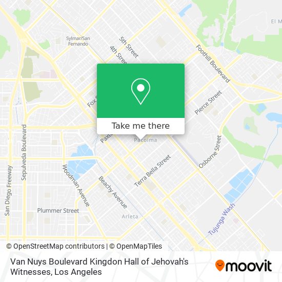 Van Nuys Boulevard Kingdon Hall of Jehovah's Witnesses map
