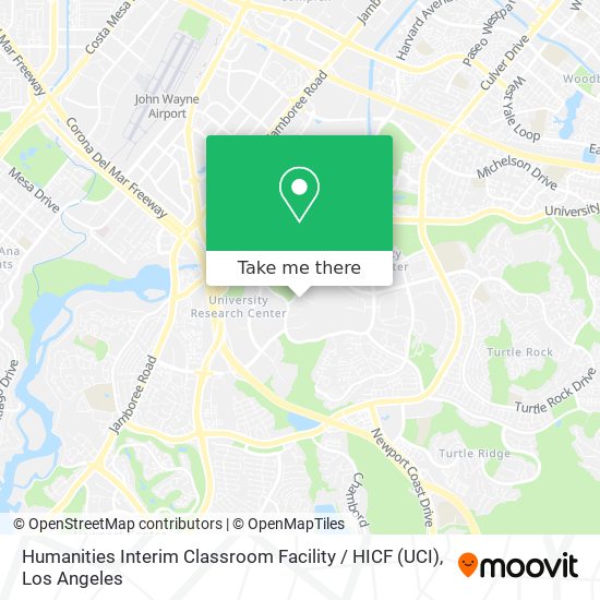 Mapa de Humanities Interim Classroom Facility / HICF (UCI)
