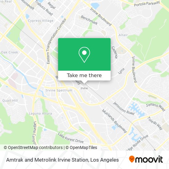 Amtrak and Metrolink Irvine Station map