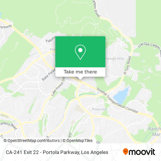 CA-241 Exit 22 - Portola Parkway map