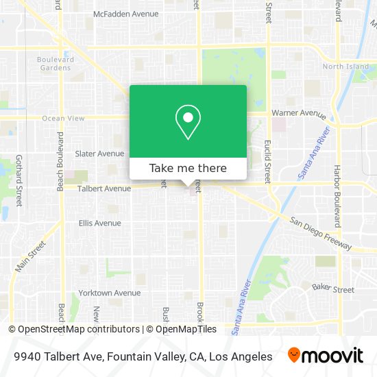 9940 Talbert Ave, Fountain Valley, CA map