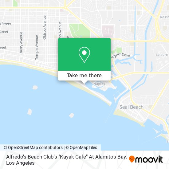 Mapa de Alfredo's Beach Club's "Kayak Cafe" At Alamitos Bay