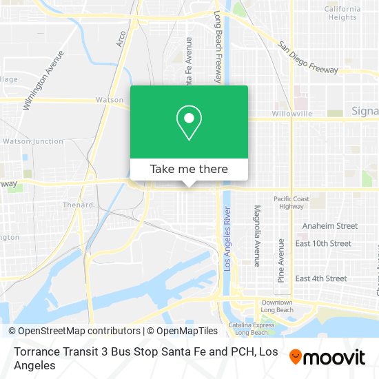 Torrance Transit 3 Bus Stop Santa Fe and PCH map