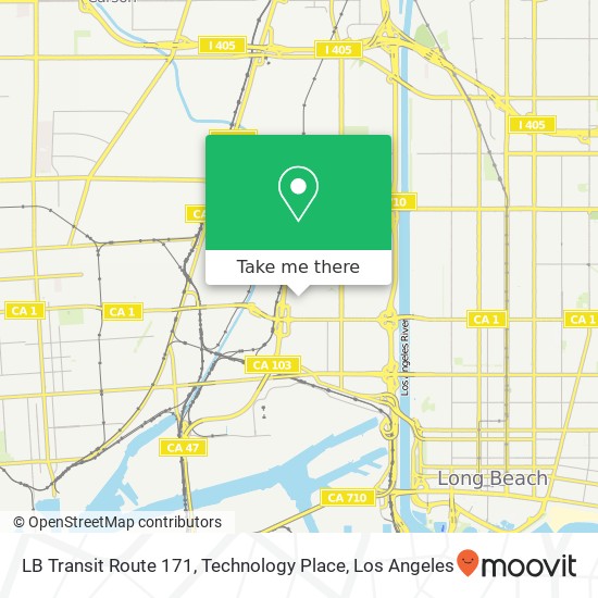 Mapa de LB Transit Route 171, Technology Place