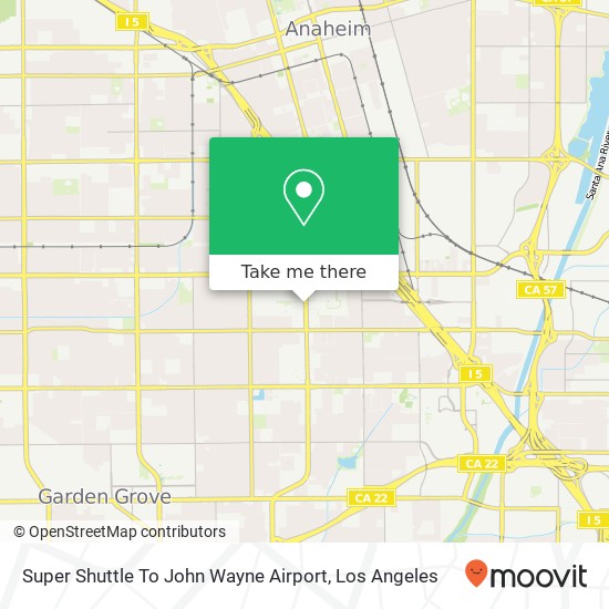 Mapa de Super Shuttle To John Wayne Airport