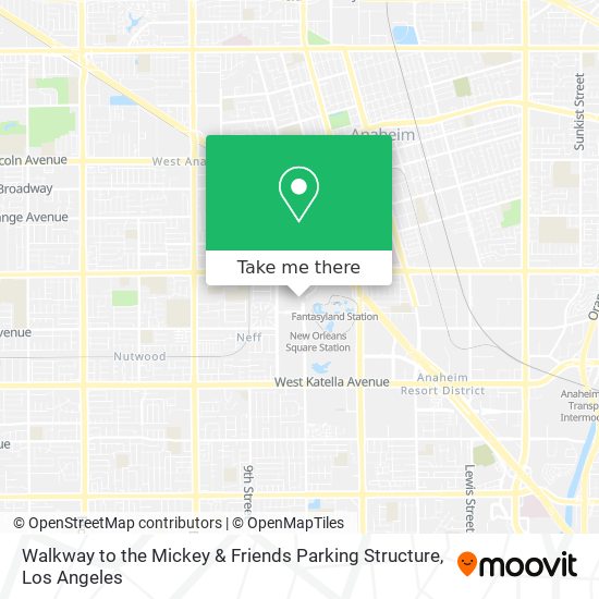 Mapa de Walkway to the Mickey & Friends  Parking Structure