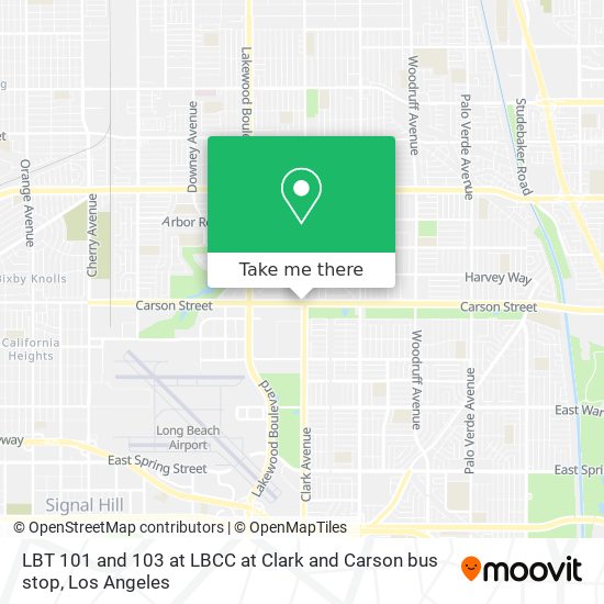 LBT 101 and 103 at LBCC at Clark and Carson bus stop map