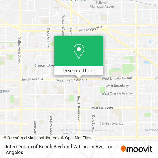 Intersection of Beach Blvd and W Lincoln Ave map