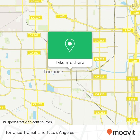 Torrance Transit Line 1 map