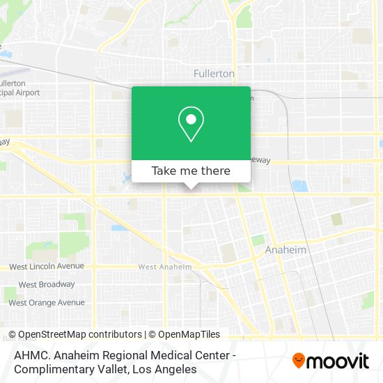 AHMC. Anaheim Regional Medical Center - Complimentary Vallet map