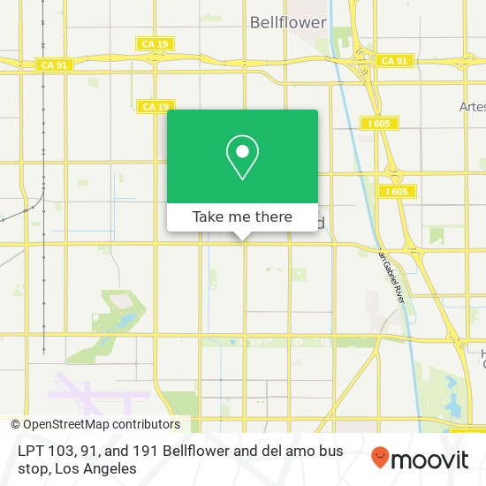 LPT 103, 91, and 191 Bellflower and del amo bus stop map