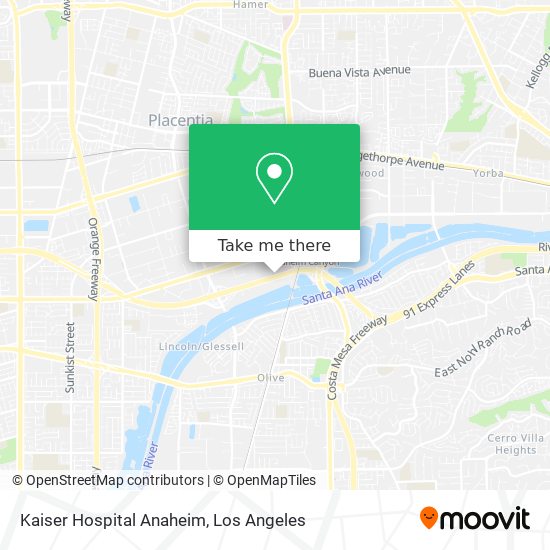 Kaiser Hospital Anaheim map