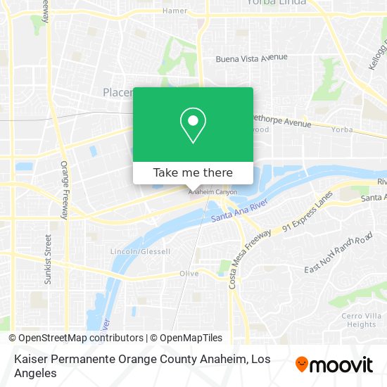 Kaiser Permanente Orange County Anaheim map