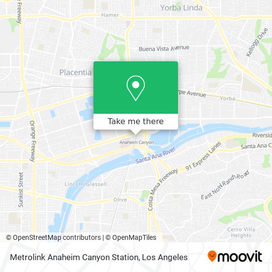 Mapa de Metrolink Anaheim Canyon Station