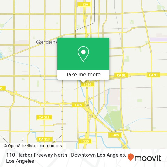 Mapa de 110 Harbor Freeway North - Downtown Los Angeles