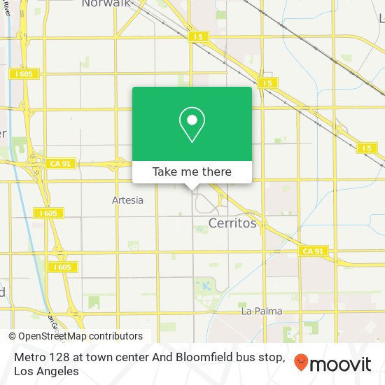 Metro 128 at town center And Bloomfield bus stop map