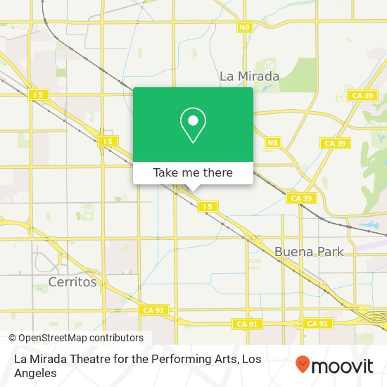 Mapa de La Mirada Theatre for the Performing Arts