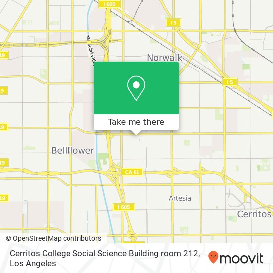 Mapa de Cerritos College Social Science Building room 212