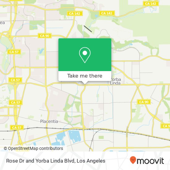 Rose Dr and Yorba Linda Blvd map