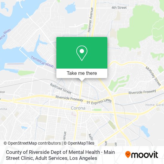 County of Riverside Dept of Mental Health - Main Street Clinic, Adult Services map