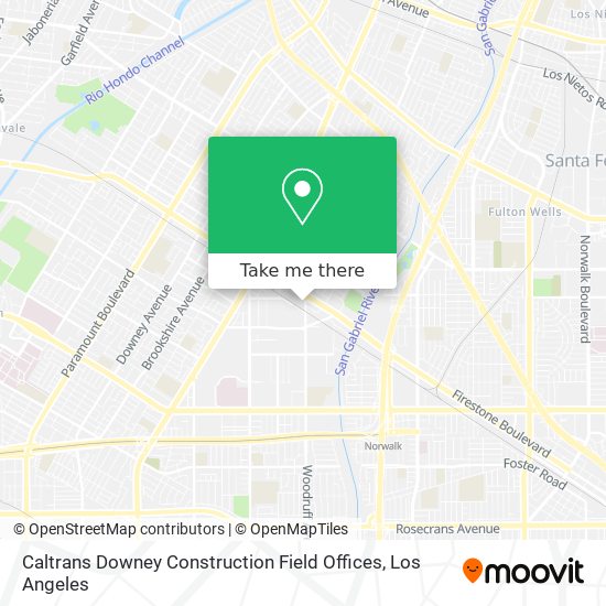 Mapa de Caltrans Downey Construction Field Offices