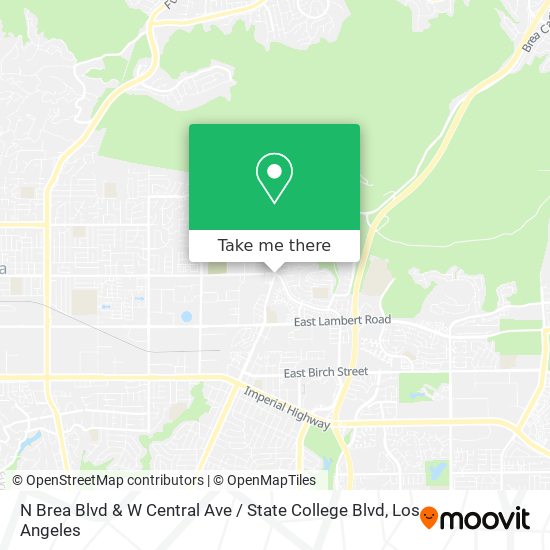 N Brea Blvd & W Central Ave / State College Blvd map