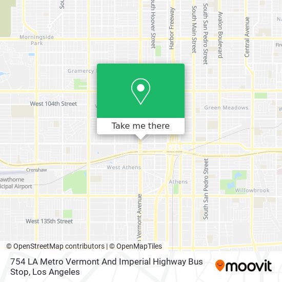 Mapa de 754 LA Metro Vermont And Imperial Highway Bus Stop