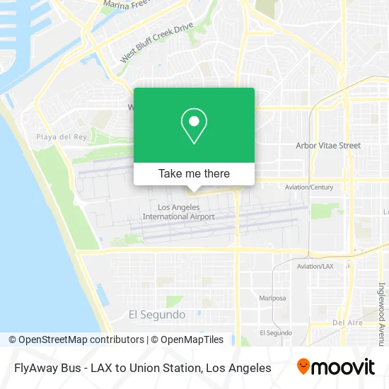 Mapa de FlyAway Bus - LAX to Union Station