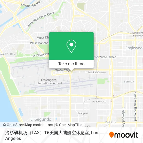 Mapa de 洛杉矶机场（LAX）T6美国大陆航空休息室