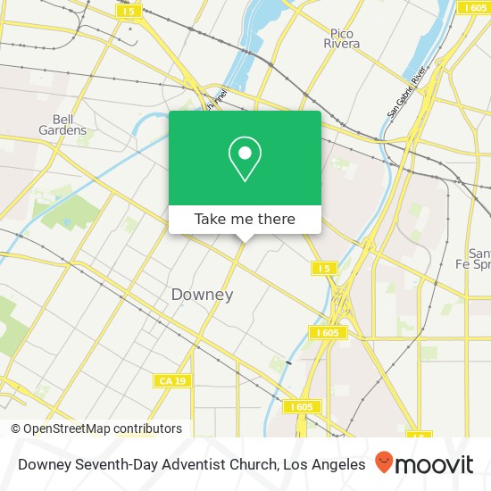 Downey Seventh-Day Adventist Church map