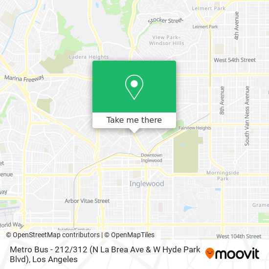 Mapa de Metro Bus - 212 / 312 (N La Brea Ave & W Hyde Park Blvd)