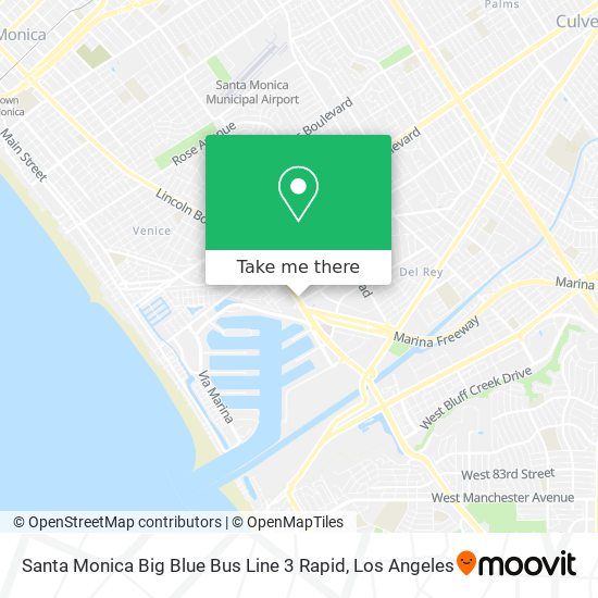 Mapa de Santa Monica Big Blue Bus Line 3 Rapid