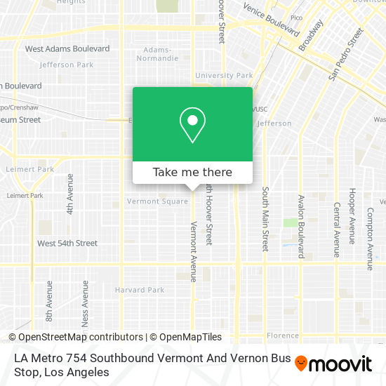 Mapa de LA Metro 754 Southbound Vermont And Vernon Bus Stop
