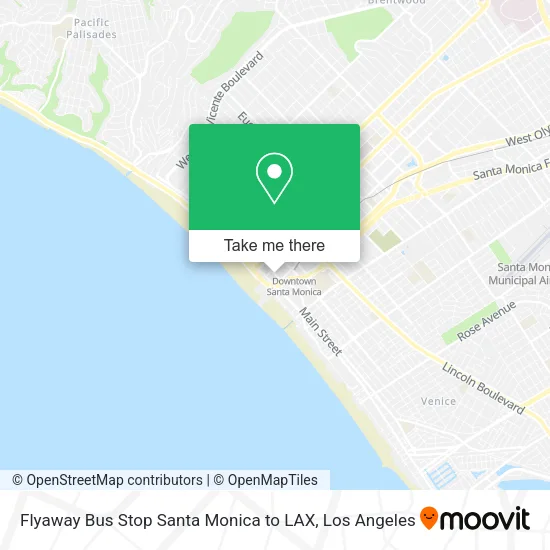 Mapa de Flyaway Bus Stop Santa Monica to LAX